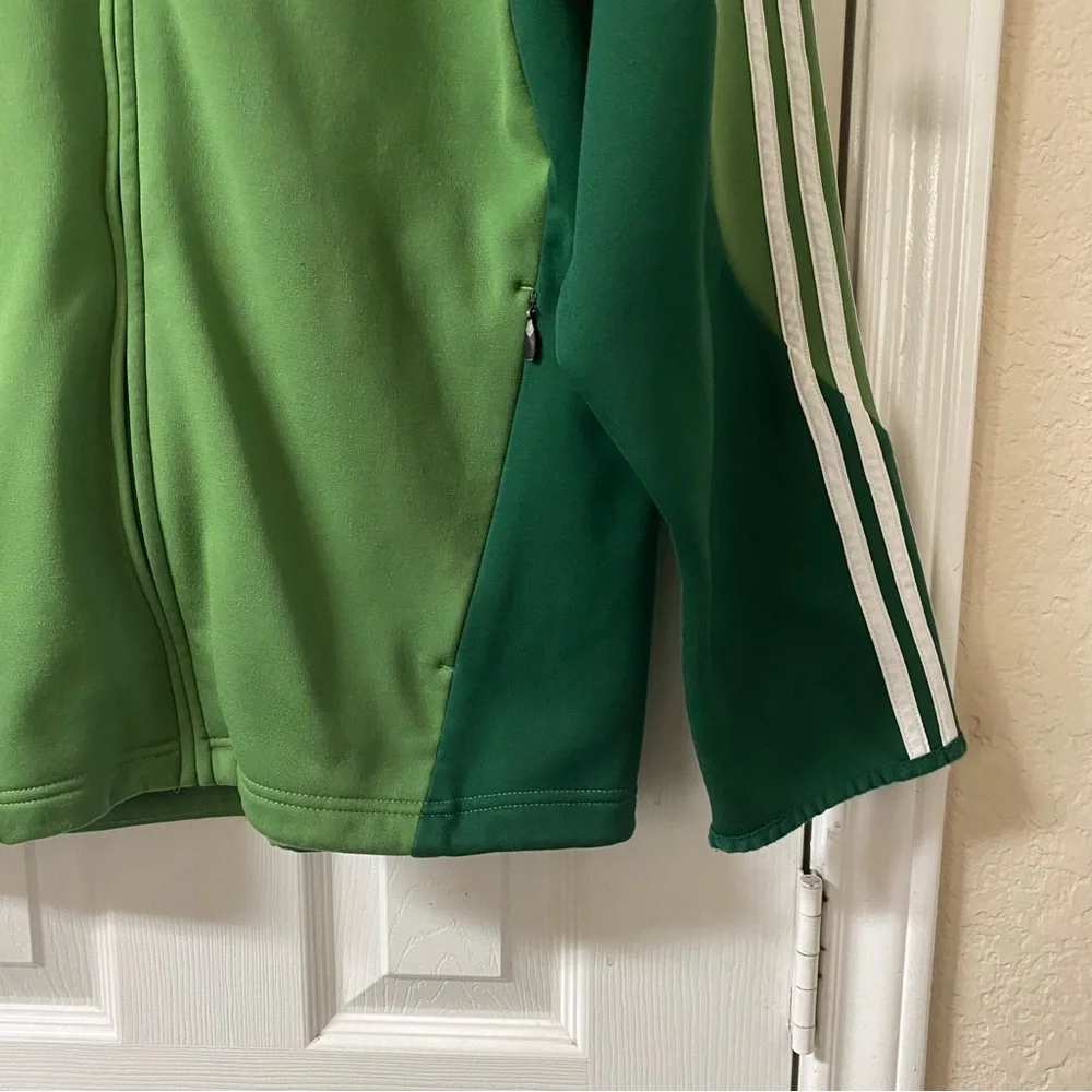 Vintage Y2K Adidas Medium Green & White Zip Up Climawarm Soccer Track Jacket - Picture 4 of 14